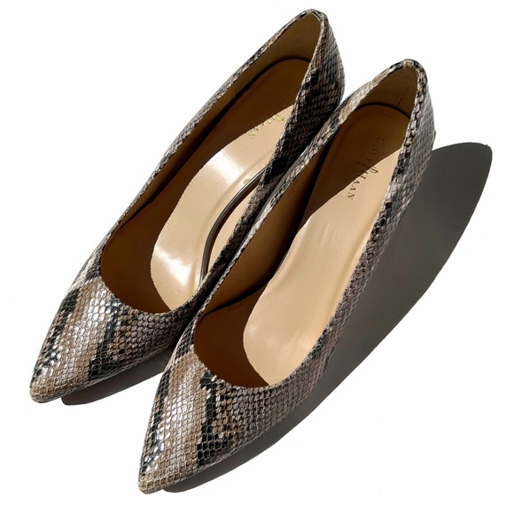 Cole Haan Gray Multi Snakeskin Embossed Leather Heels - Picture 3 of 9